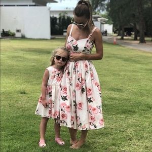 NEW Mommy and Me White Floral Rose Midi Dress